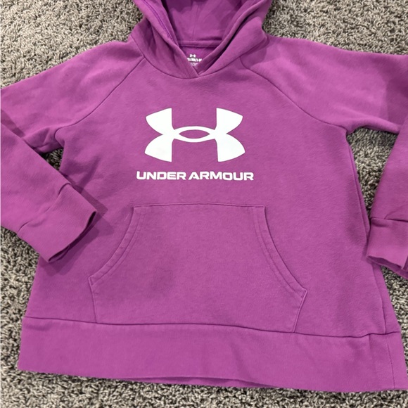 Girls Under Armour Kids Hoodie in Vibrant Purple, size medium - Picture 3 of 5